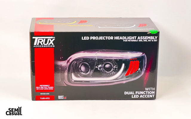 Trux Peterbilt LED Projector Headlight Assembly  – Black (Driver Side)
