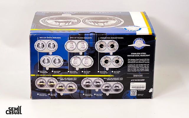 359 UP Headlight Assembly with Halogen Bulbs & 304 SS Housing- Passenger Side