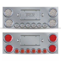 Trux Universal LED Rear Center Panel – 4″ & 2″ LEDs (Clear Lens) | Stainless Steel