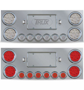 Trux Universal LED Rear Center Panel – 4″ & 2″ LEDs (Clear Lens) | Stainless Steel