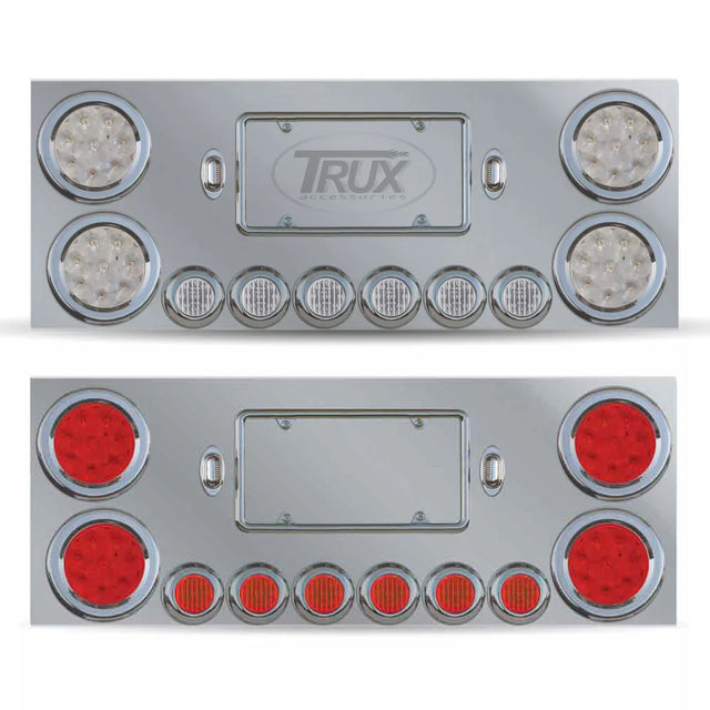 Trux Universal LED Rear Center Panel – 4″ & 2″ LEDs (Clear Lens) | Stainless Steel