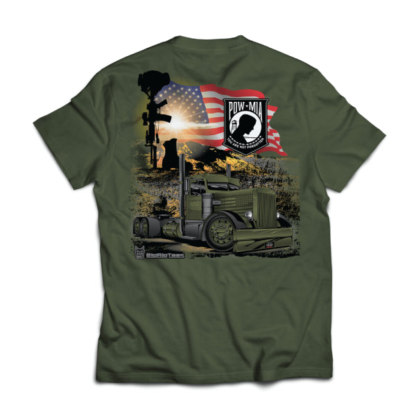 TSHIRT, BIG RIG T - POW MIA Waving Flag