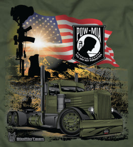 TSHIRT, BIG RIG T - POW MIA Waving Flag