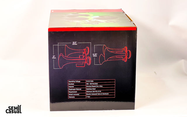 Train Horn, Triple Bell Air Powered Train Horn