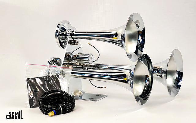 Train Horn, Triple Bell Air Powered Train Horn