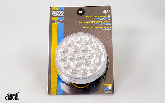 Trux 4″ Amber Marker to Blue Auxiliary Round LED Light – 19 Diodes