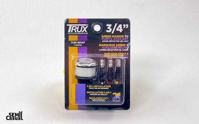 Mini Button Dual Revolution Amber to Purple LED Light with Reflector – 3/4”