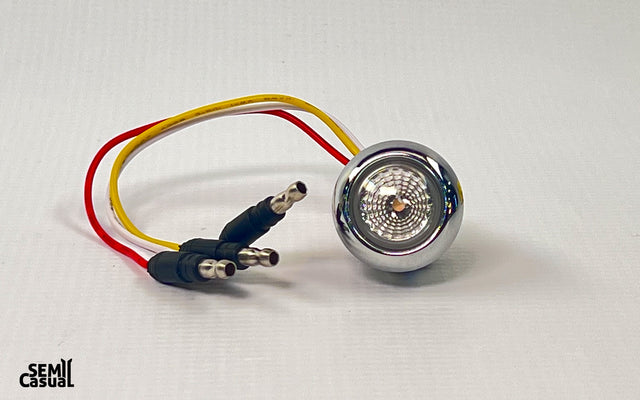 Mini Button Dual Revolution Amber to Purple LED Light with Reflector – 3/4”