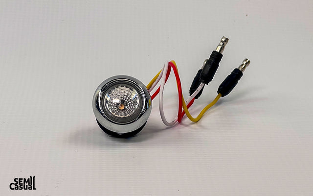 Mini Button Dual Revolution Amber to Purple LED Light with Reflector – 3/4”