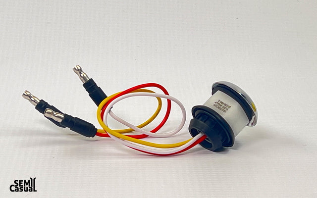 Mini Button Dual Revolution Amber to Purple LED Light with Reflector – 3/4”