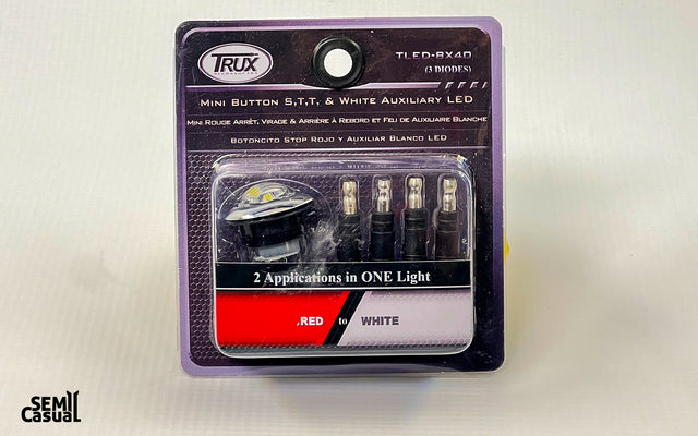 Trux Mini Button Dual Revolution Red Stop, Turn & Tail to White Back-Up LED Light