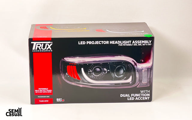 Trux Peterbilt LED Projector Headlight Assembly – Black (Passenger Side)