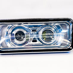 Trux Universal LED Projector Headlight Assembly with Optional Backlit Auxiliary – Chrome (Passenger Side)