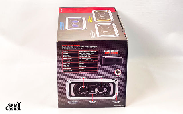 Trux Universal LED Projector Headlight Assembly with Optional Backlit Auxiliary – Black (Driver Side Only)