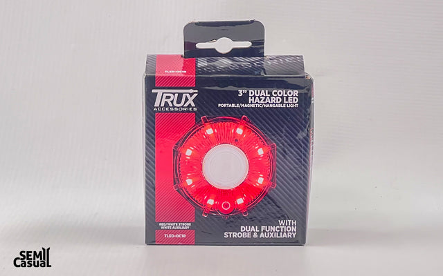 Trux 3” Dual Color Red/White Portable LED Hazard Light | Strobe & Auxiliary