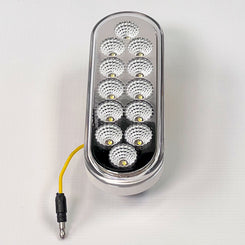 Trux 6″ Red Stop, Turn & Tail to White Back Up LED Oval Light – 12 Diodes