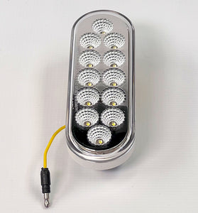 Trux 6″ Red Stop, Turn & Tail to White Back Up LED Oval Light – 12 Diodes