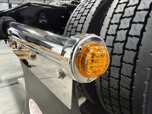 Semi Casual Stainless Mud Flap Hangers w/2in Light, Choose Red or Amber