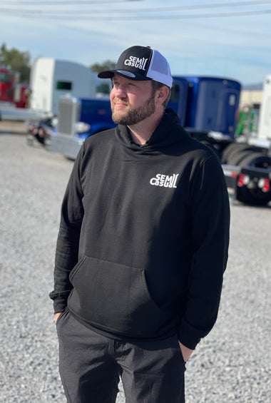 SEMI CASUAL HOODIE, LONG SLEEVE PULLOVER, BLACK