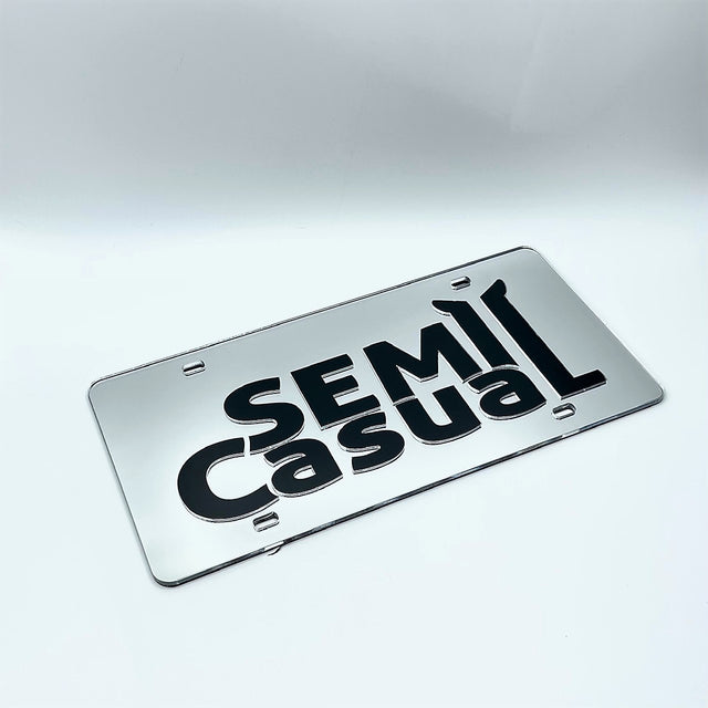 SEMI CASUAL Mirrored License Plate Tag
